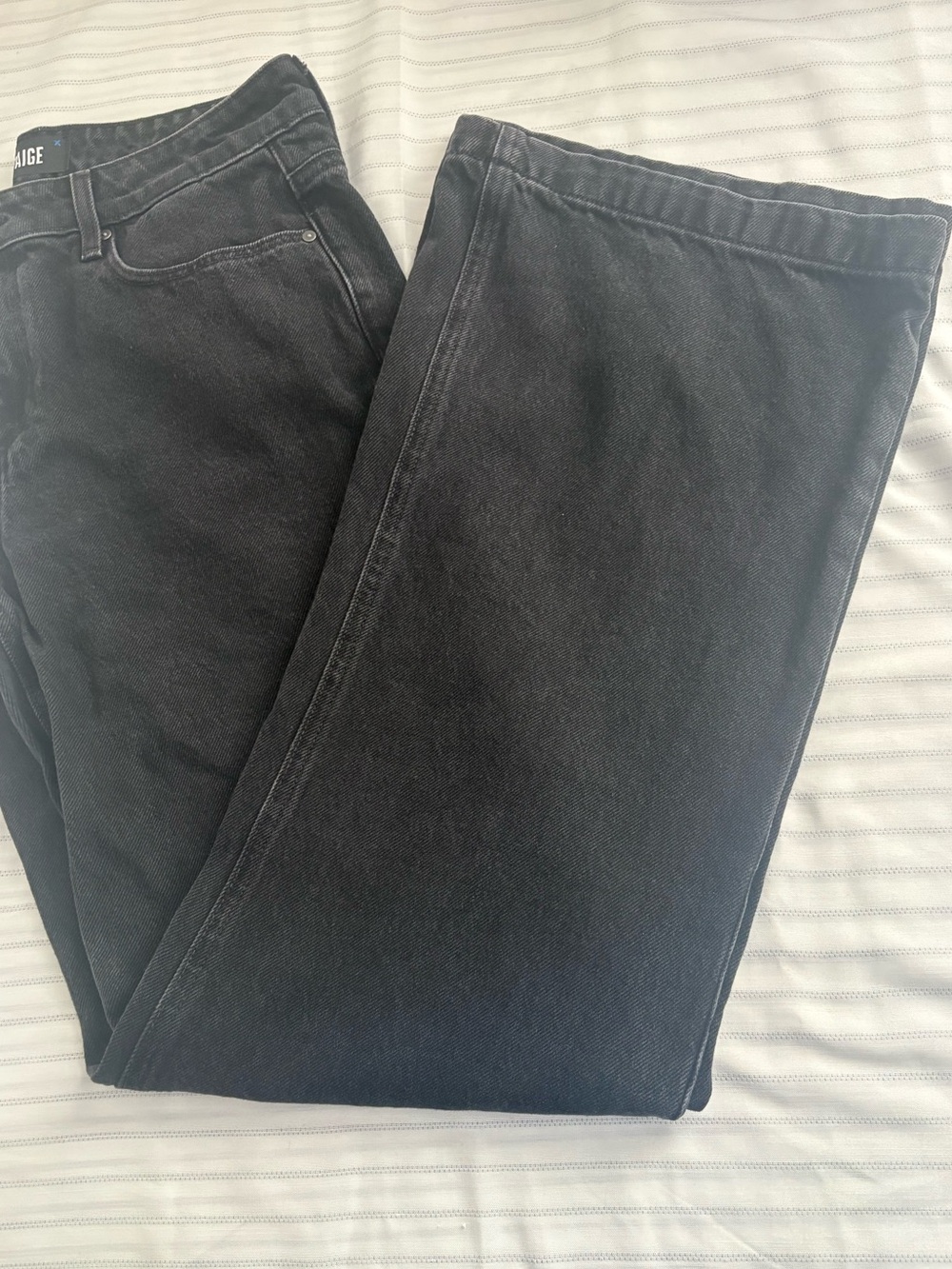 PAIGE Black Wide-Leg Jeans with High Rise - Picture 6 of 13